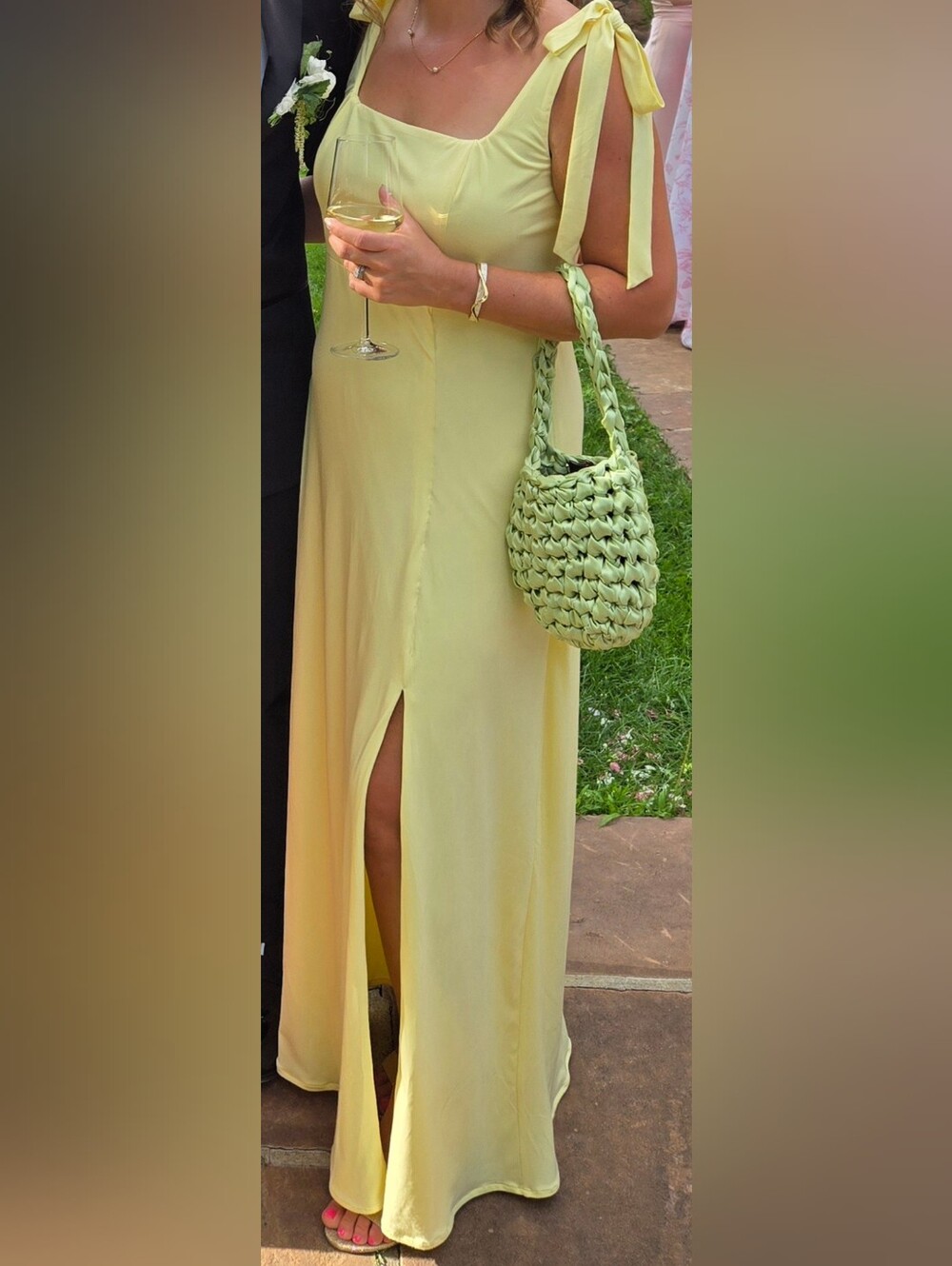 Birdy Grey Lemon Yellow Tie-Shoulder Maxi Dress